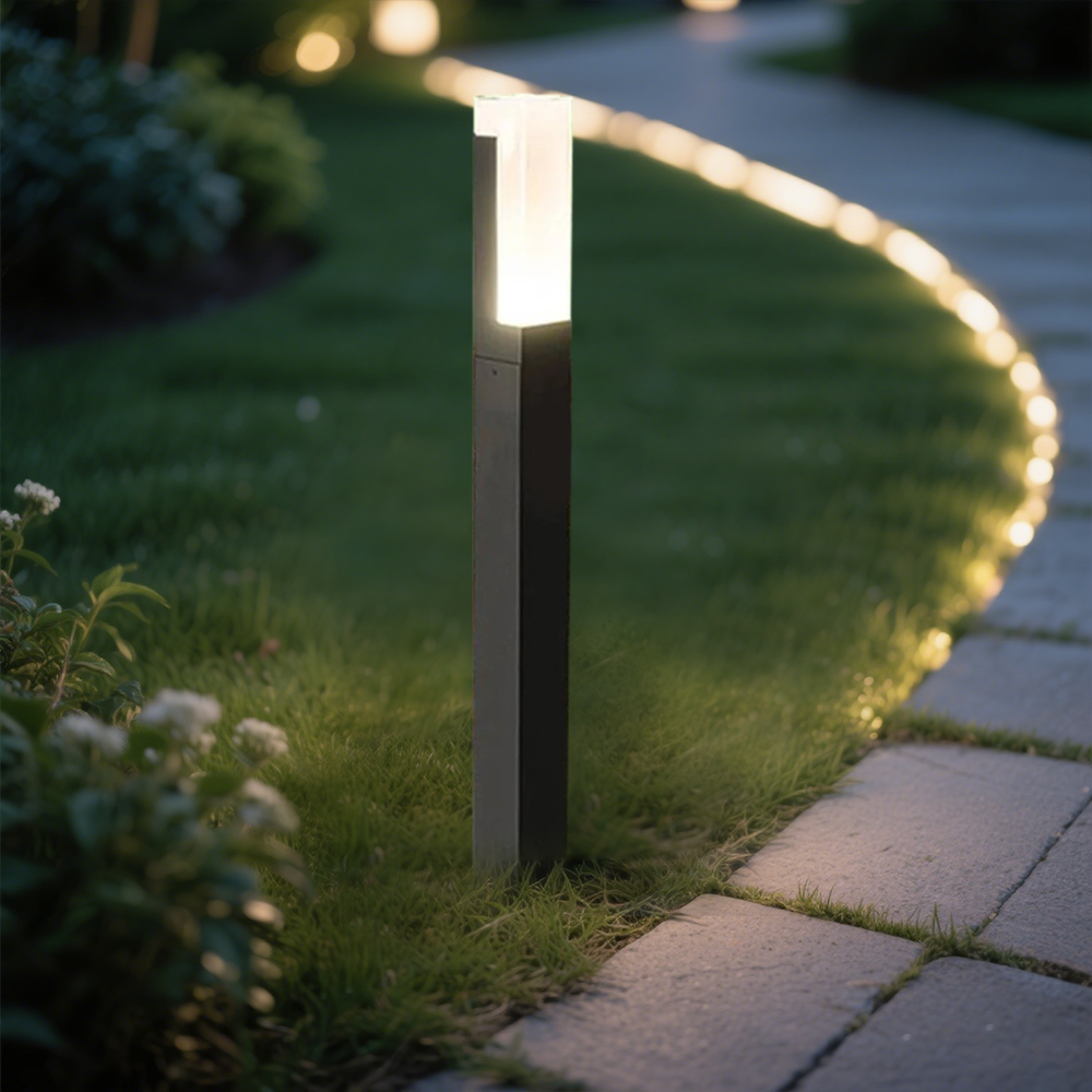Modern Black Rectangular Outdoor Path Light  Lawn 60cm