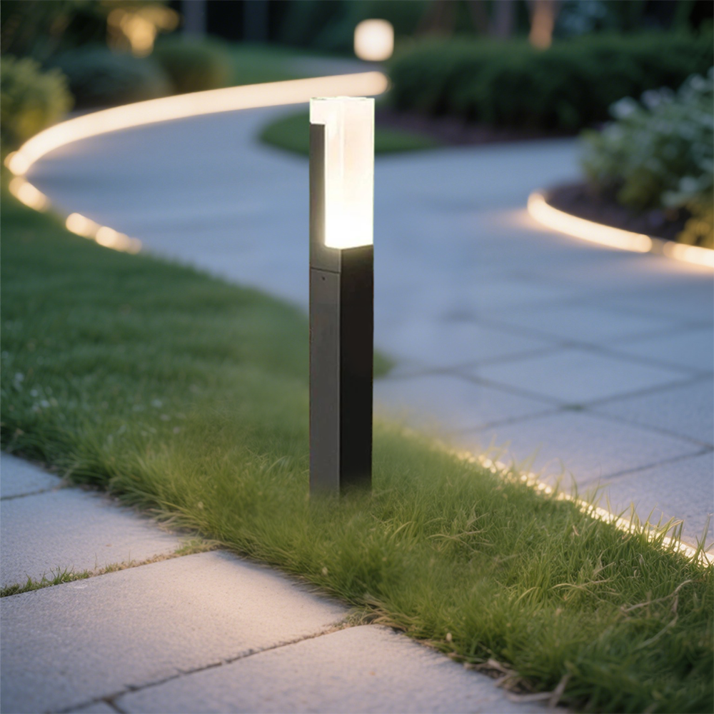 Modern Black Rectangular Outdoor Path Light  Lawn  80cm