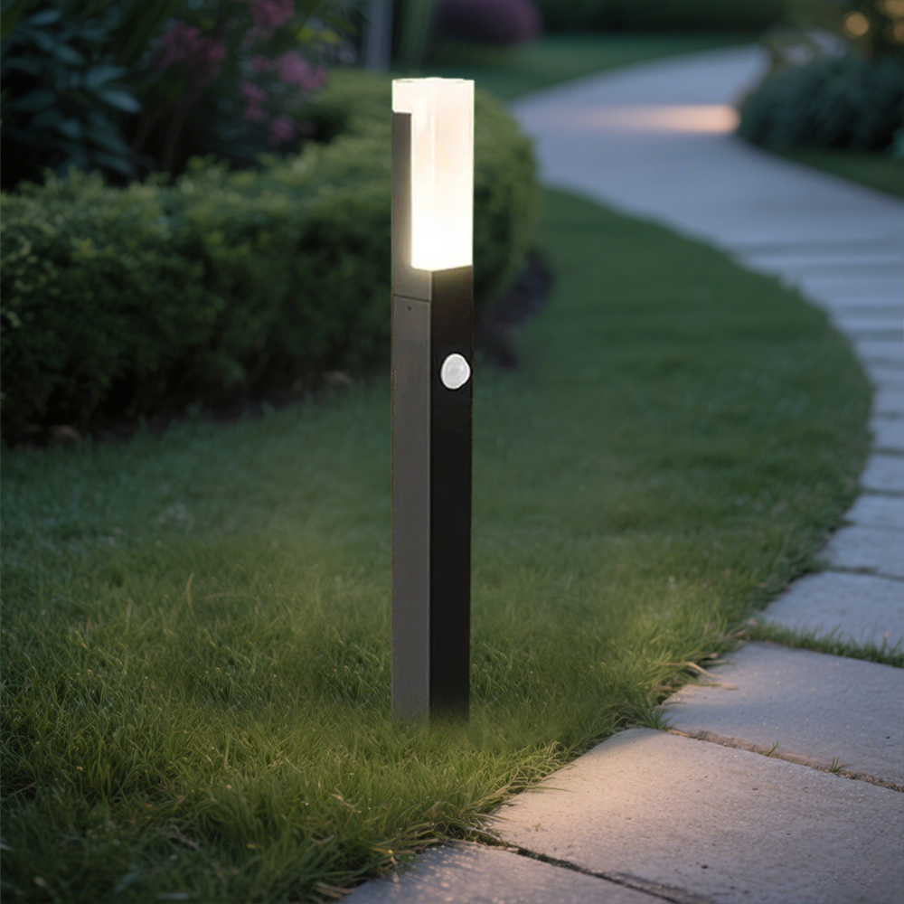 Modern Black Rectangular Sensor Outdoor Path Light  Lawn  80cm