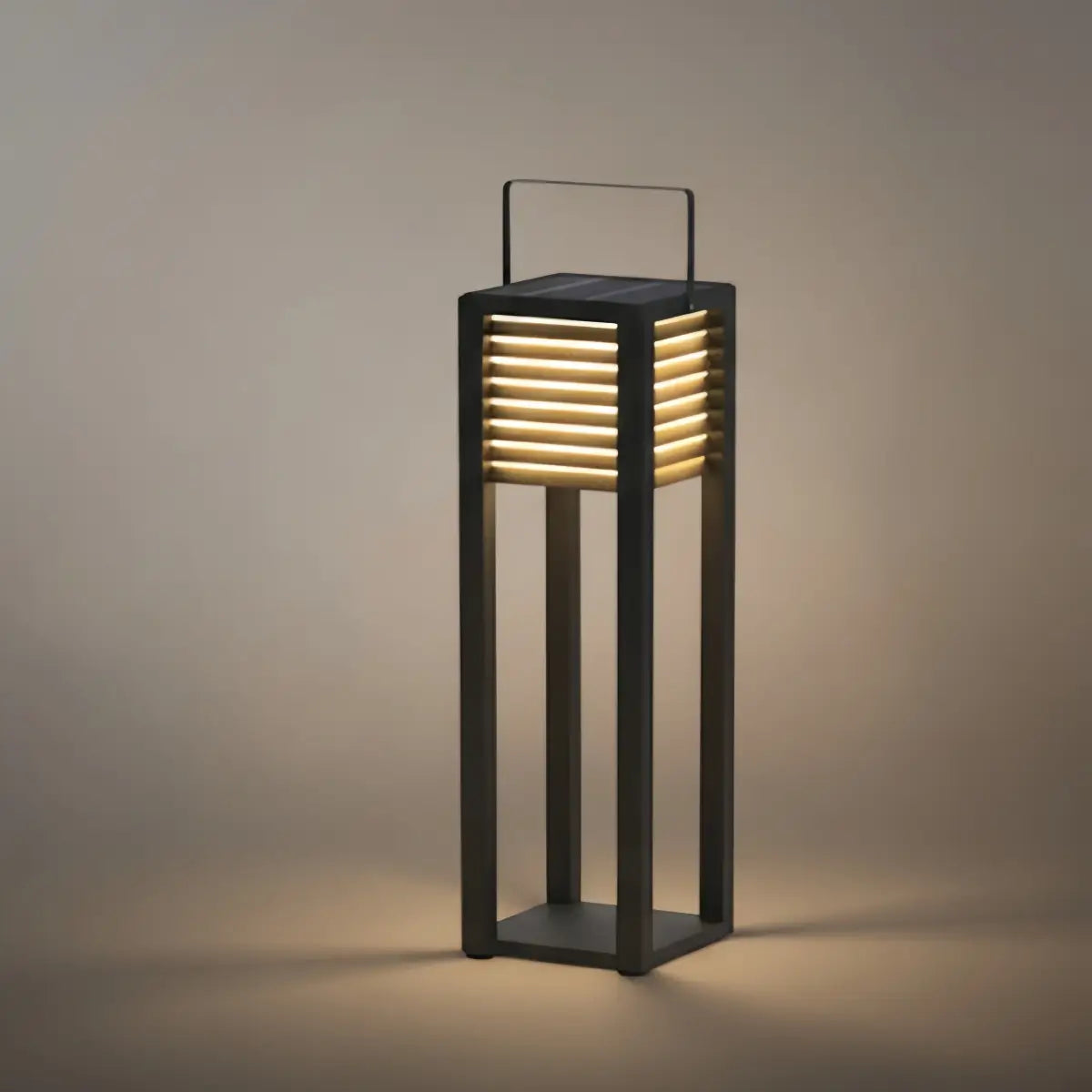 Irondale Modern Solar Outdoor Floor Lamp – Rectangular Black Lantern Light Garden/Patio