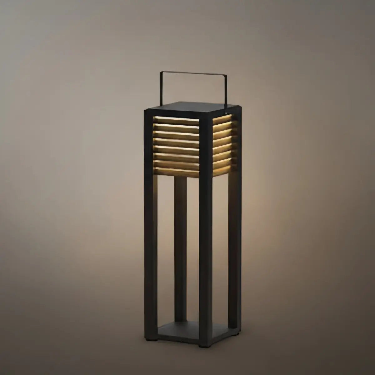 Irondale Modern Solar Outdoor Floor Lamp – Rectangular Black Lantern Light Garden/Patio