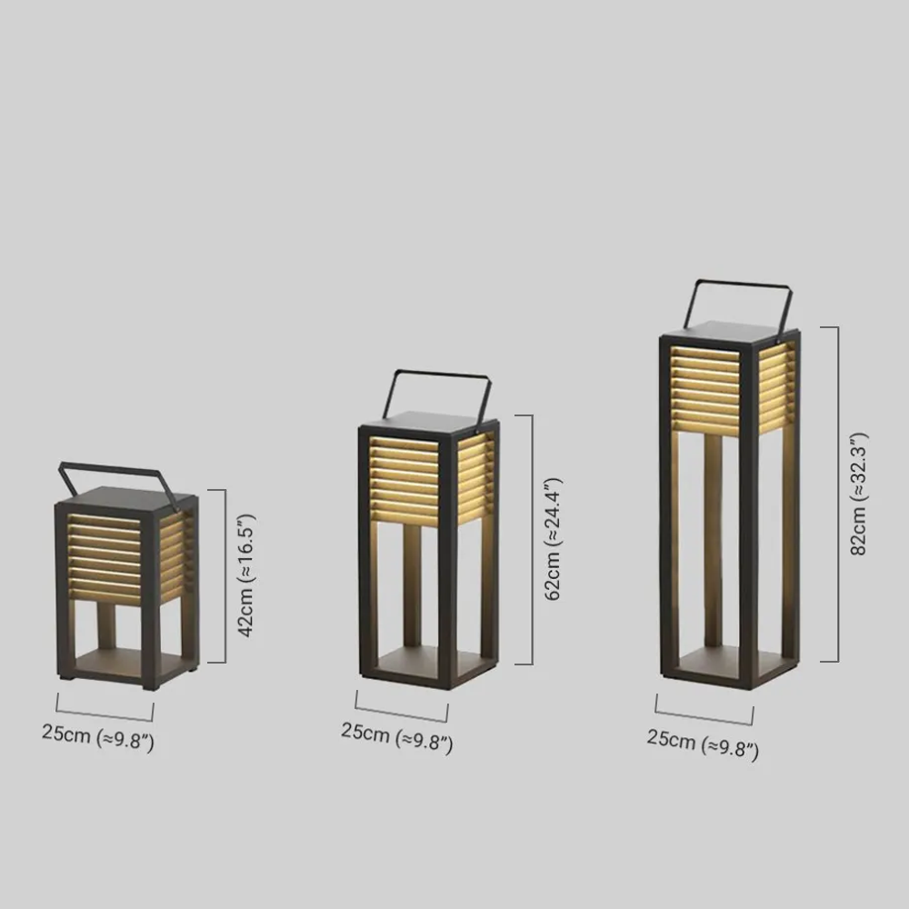 Modern Solar Pathway Lights Black Metal Lantern Light for Garden