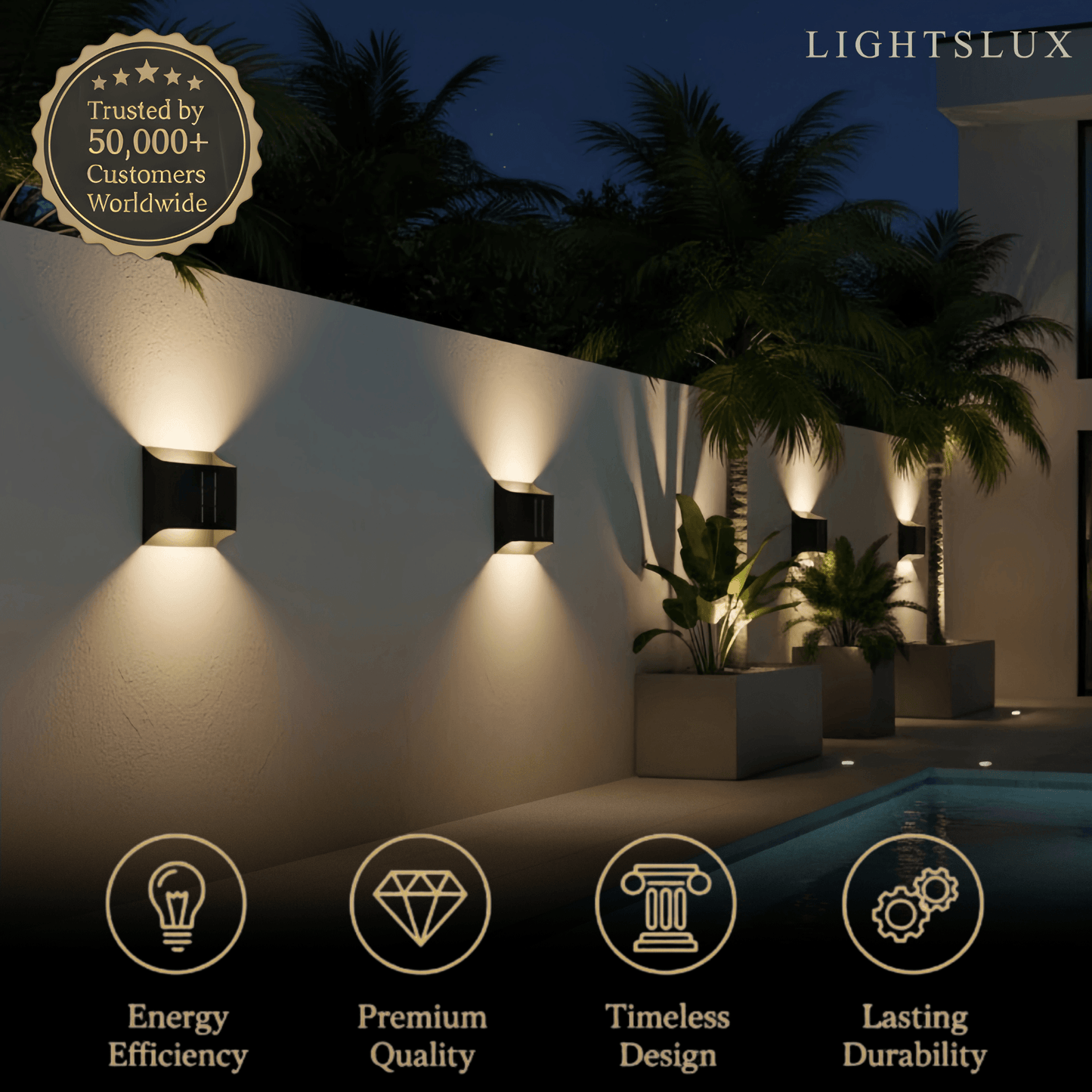 Irondale Modern Solar Sensor Wall Lamp – Black Metal Courtyard/Garden