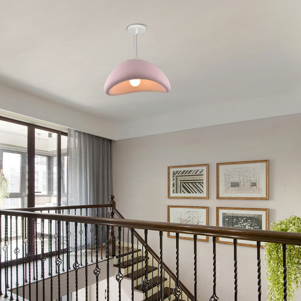 Art Deco Pink Pendant Light — Bread Shape Dining Room