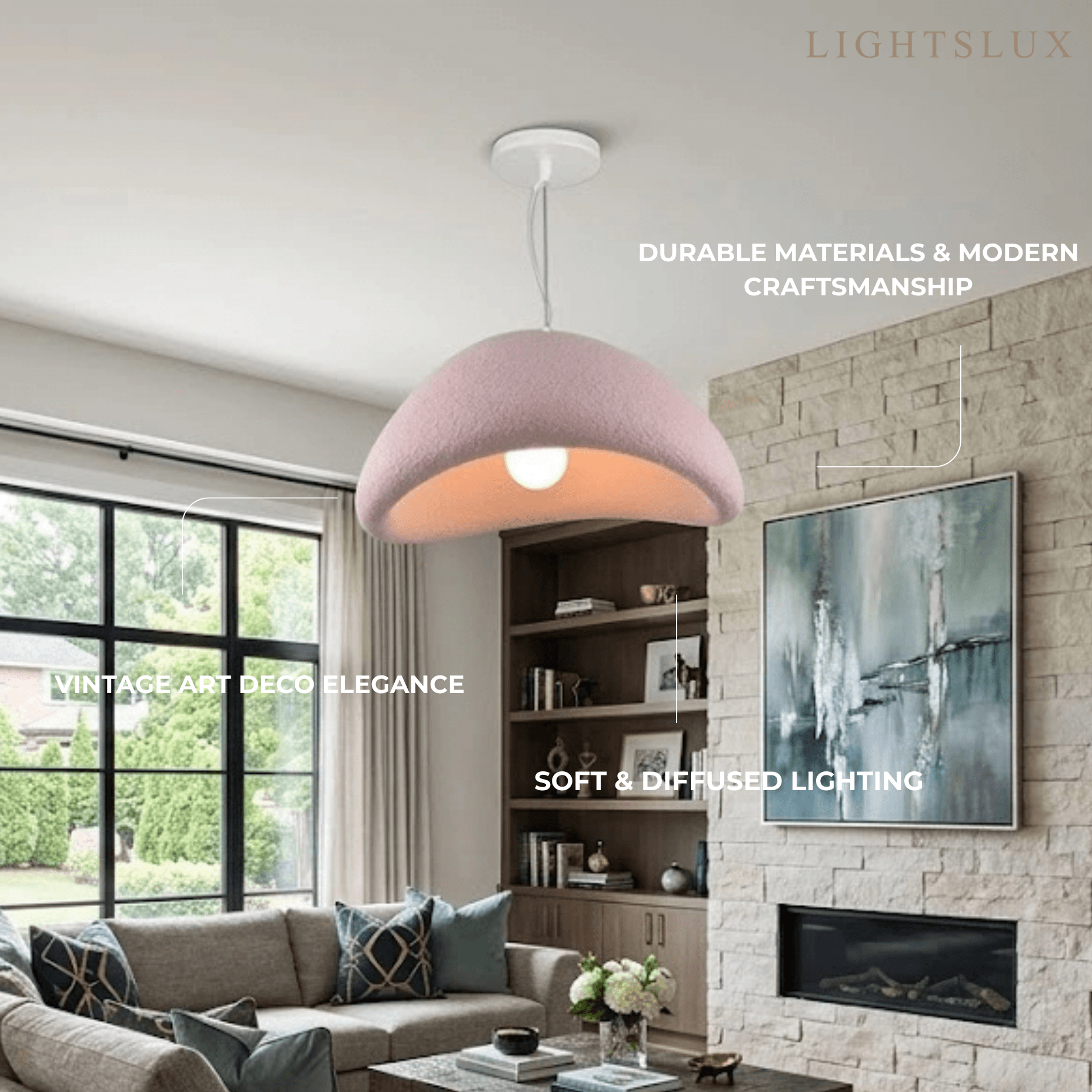 Art Deco Pink Pendant Light