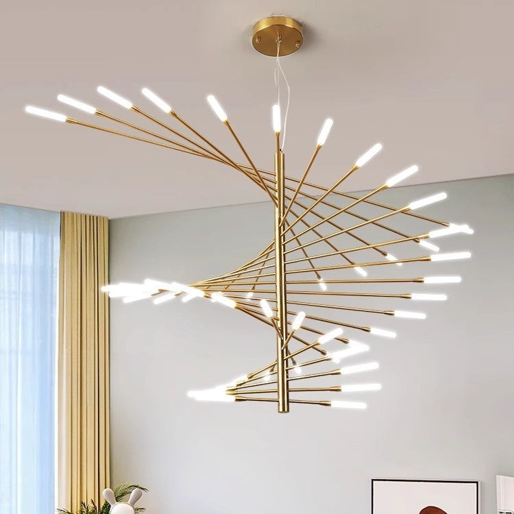 Excelis Modern Metal/Acrylic Chandelier - Black/Gold Spiral Design for Dining/Living Room