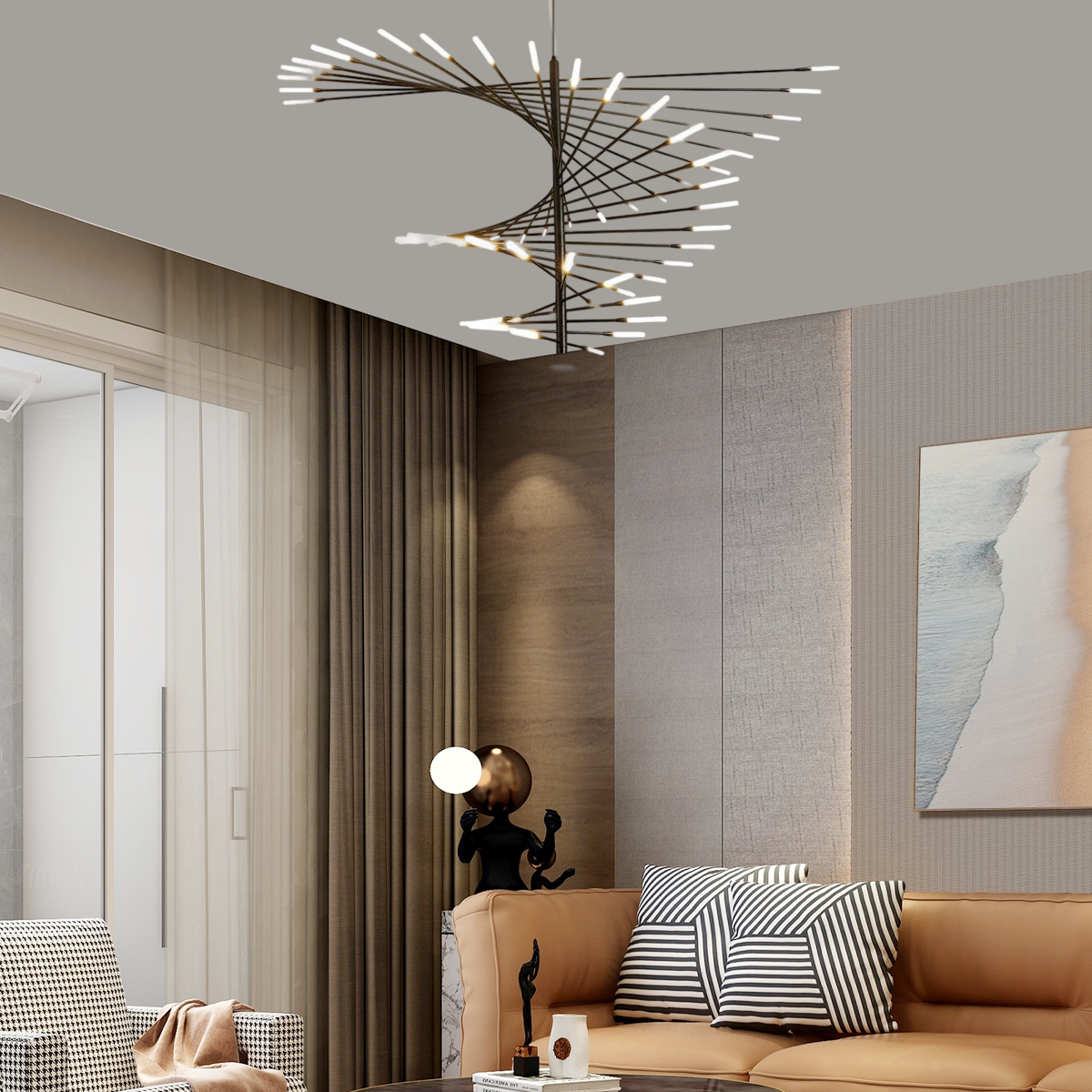 Modern Black Chandelier for Living Room