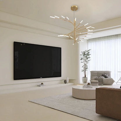 Modern Metal & Acrylic Chandelier - Black/Gold Spiral Design for Dining Room