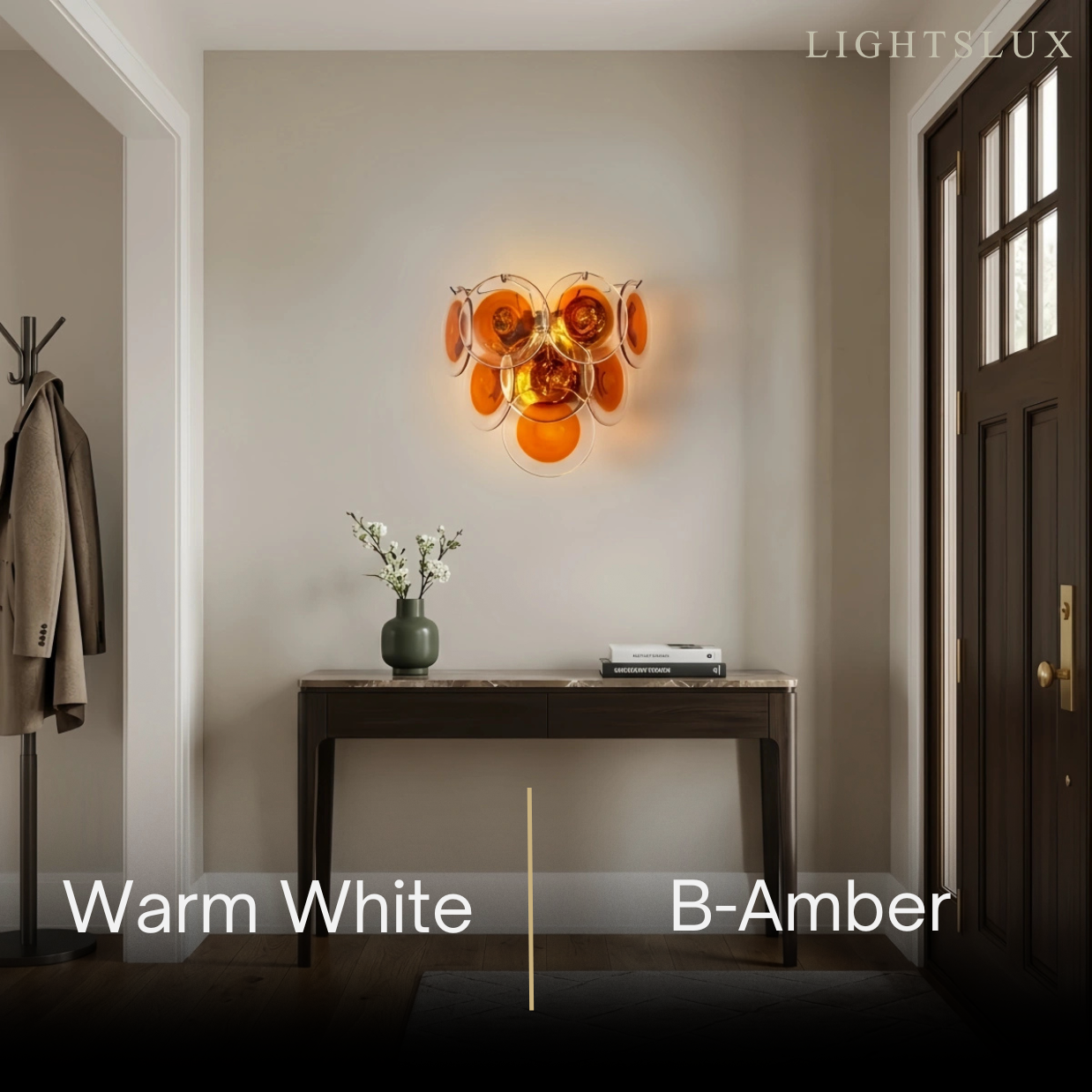 Vetro Art Deco Glass Wall Lamp -- Iron Body Amber Finish for Living Room