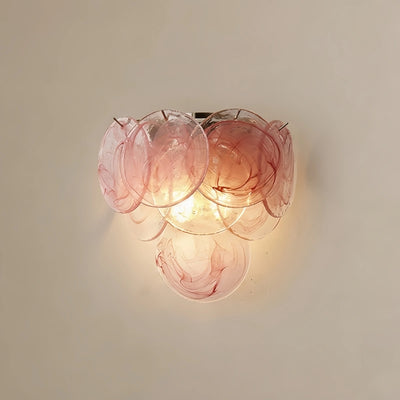 Vetro Art Deco Glass Wall Lamp -- Iron Body Pink Finish for Living Room