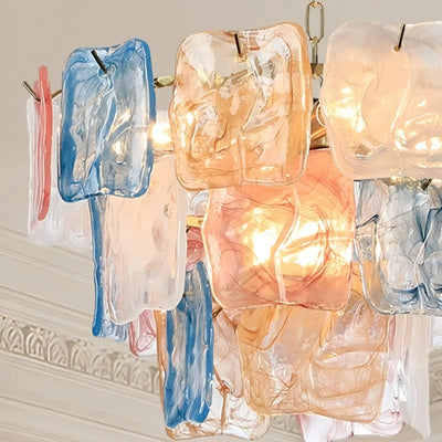 ART004Excelis Luxury Branch-Style Tiered Chandelier— Metal & Glass Multicolor for Dining Room
