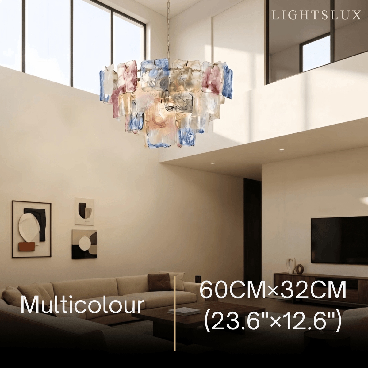 Excelis Luxury Branch-Style Tiered Chandelier— Metal & Glass Multicolor for Living Room