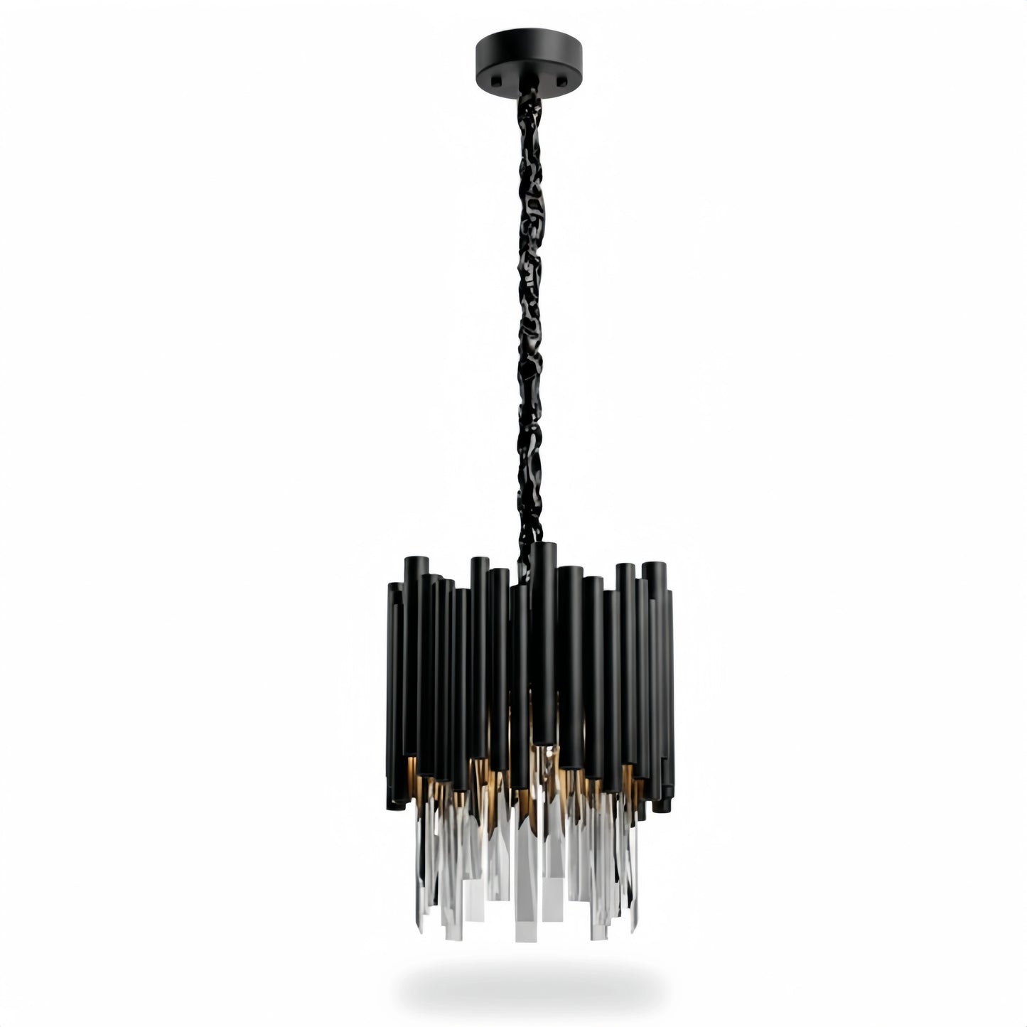 Modern Obsidian Mini Pendant Light with Crystal Detail