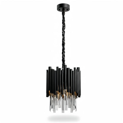Modern Obsidian Mini Pendant Light with Crystal Detail