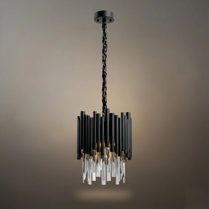 Modern Obsidian Mini Pendant Light with Crystal Detail