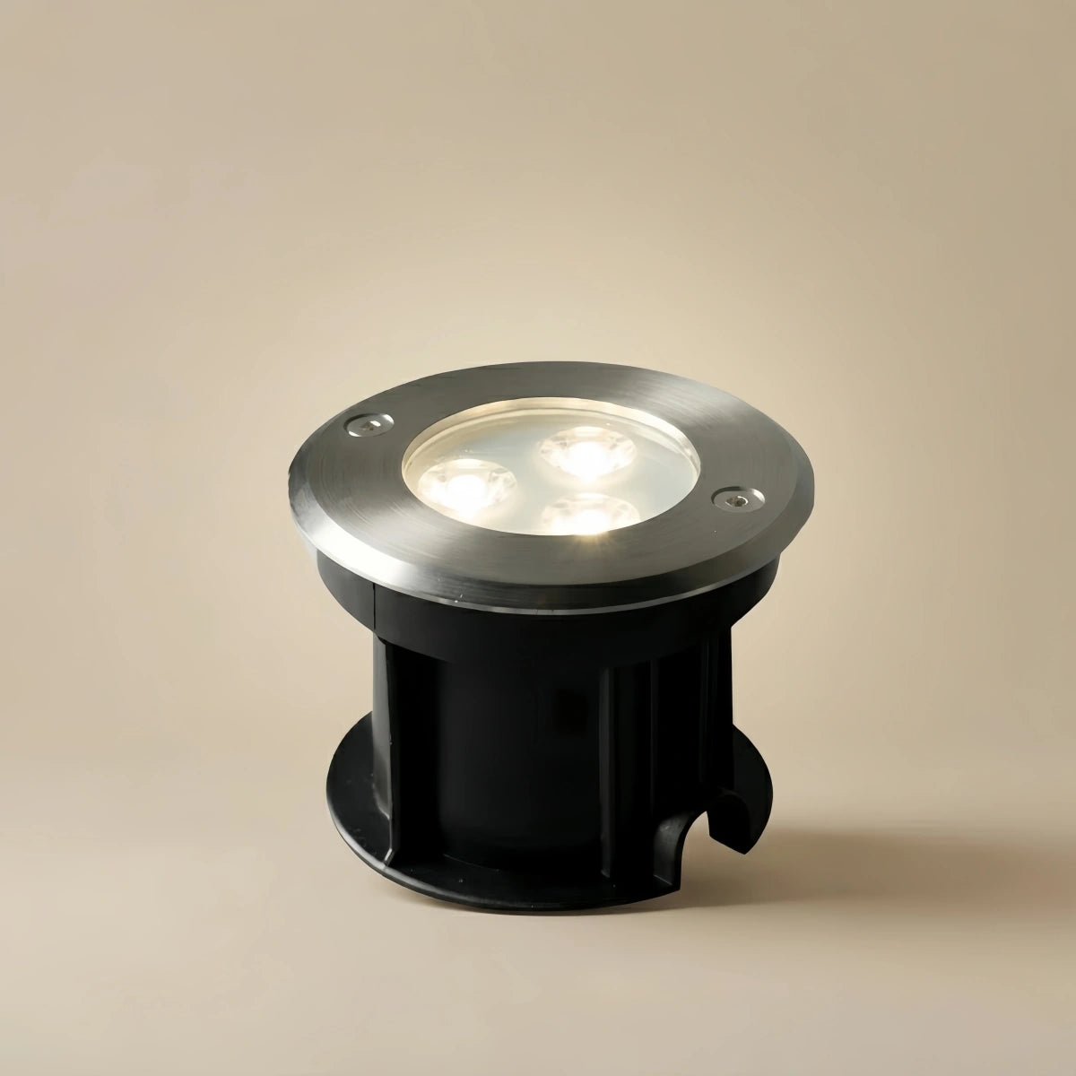 Irondale Minimalist Outdoor Ground Lights - Black Metal & Glass Round Design for Garden