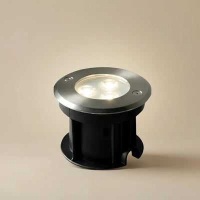 Irondale Minimalist Outdoor Ground Lights - Black Metal & Glass Round Design for Garden