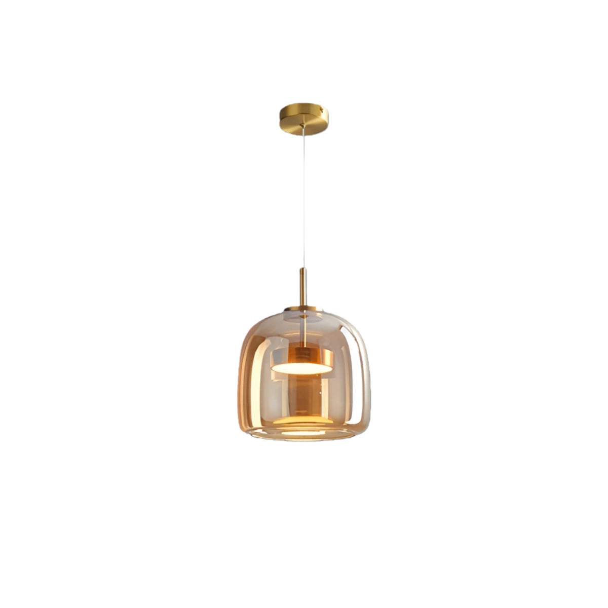 Vetro Modern Hand-Blown Pendant Lamp — Smoked Glass & Metal Accent for Kitchen Island