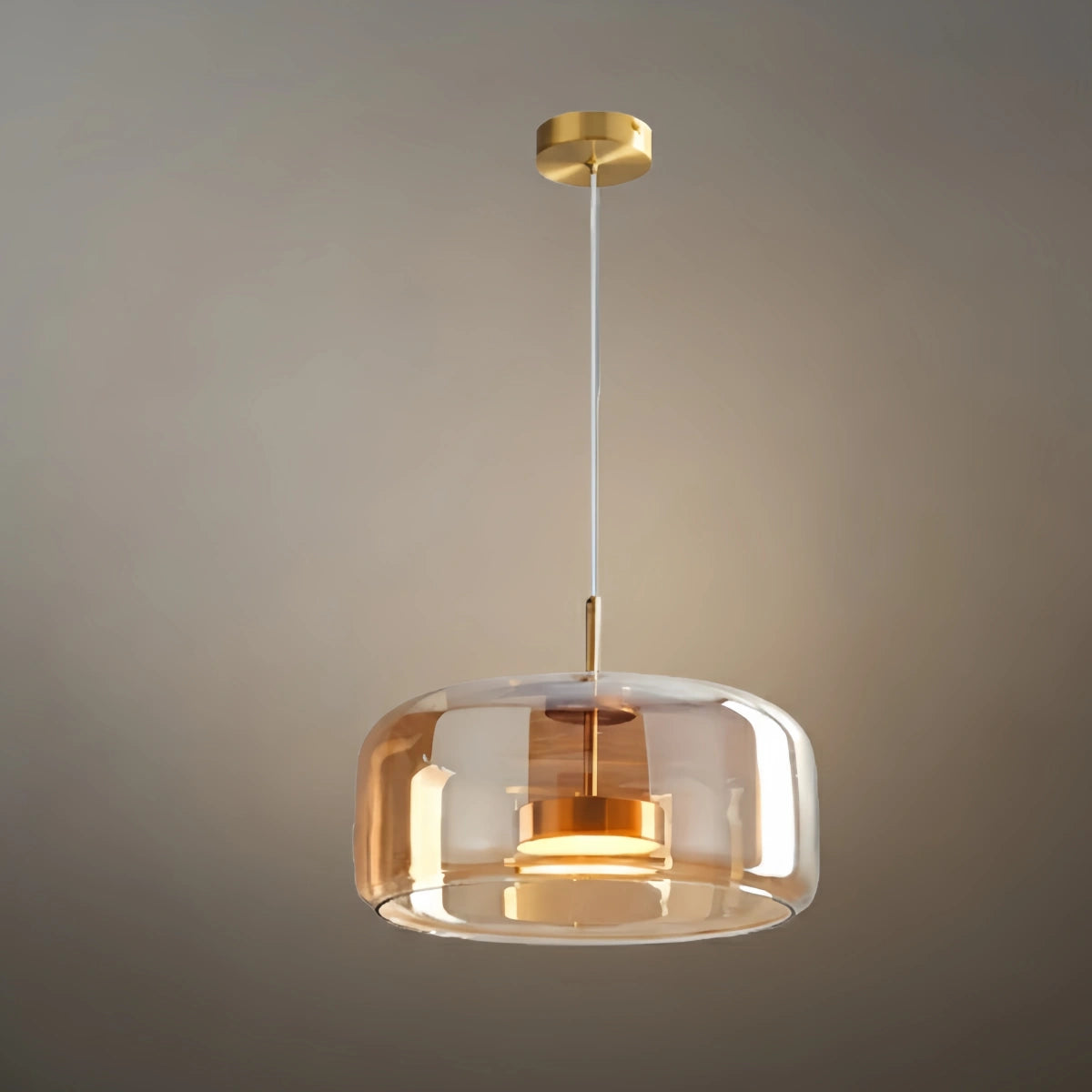 Vetro Modern Hand-Blown Pendant Lamp — Smoked Glass & Metal Accent for Kitchen Island