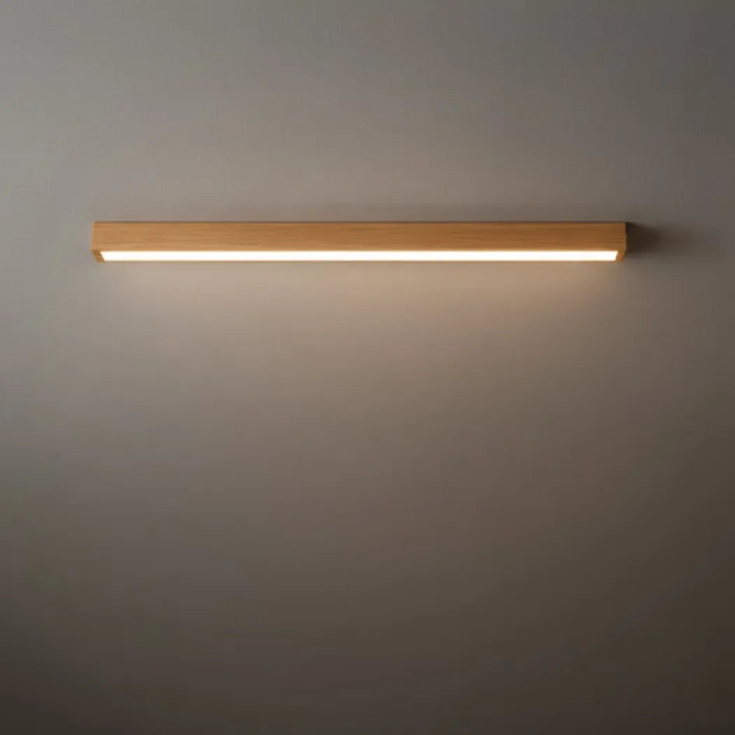 Arcato Minimalist Linear LED Ceiling Light – Walnut/Wood for Living Room