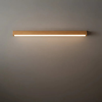 Arcato Minimalist Linear LED Ceiling Light – Walnut/Wood for Living Room