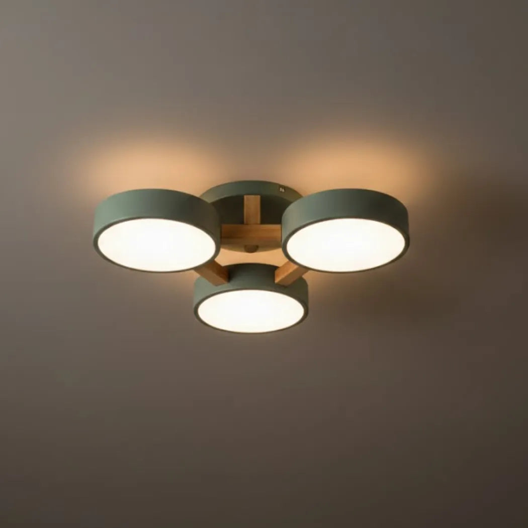 Arcato Modern Round Ceiling Light – 3-Color Fixture with Three Heads Bedroom