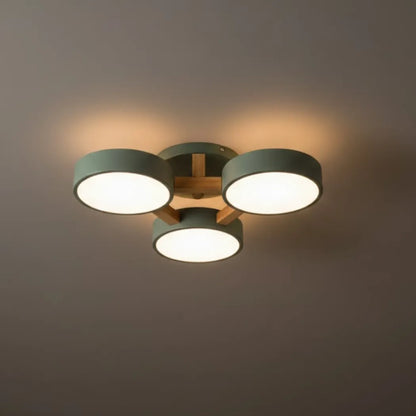 Arcato Modern Round Ceiling Light – 3-Color Fixture with Three Heads Bedroom