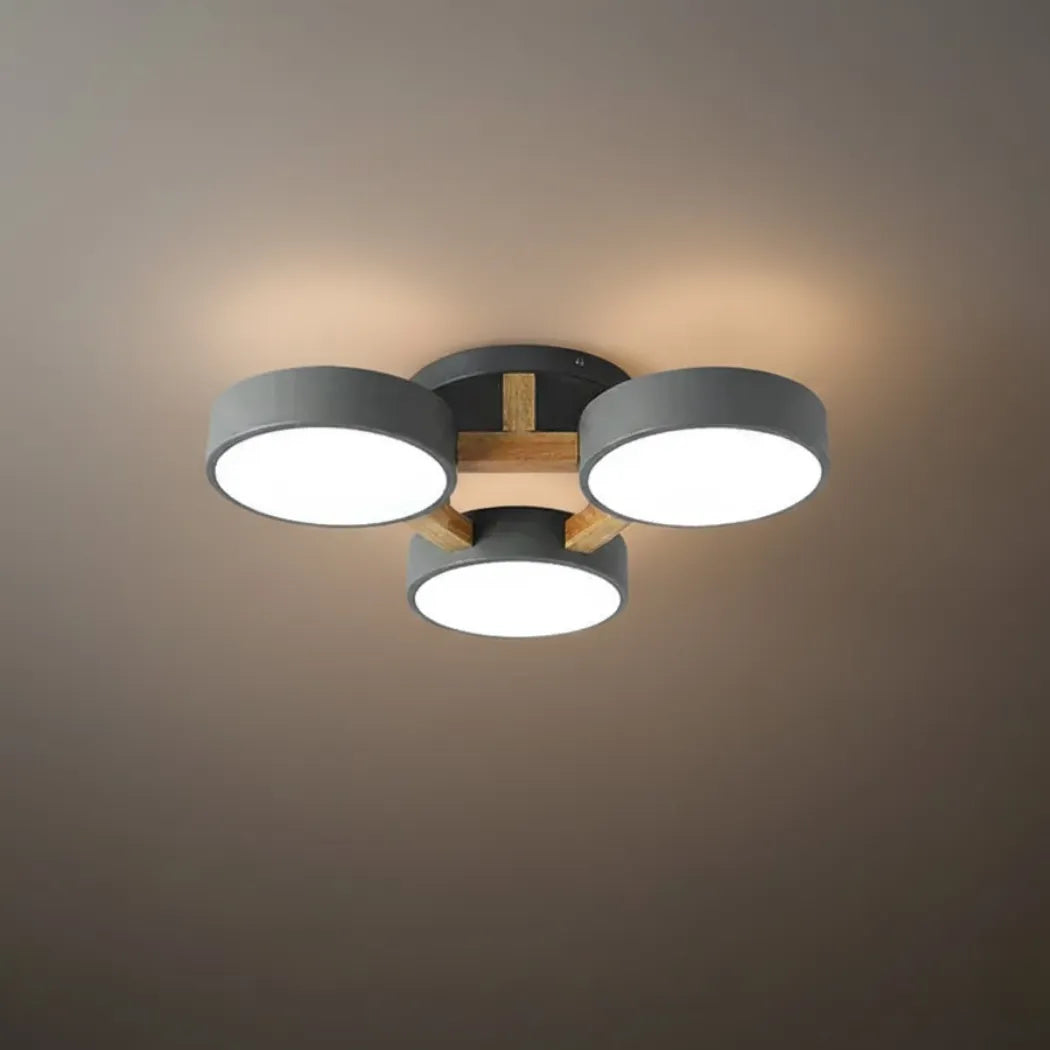 Arcato Modern Round Ceiling Light – 3-Color Fixture with Three Heads Bedroom
