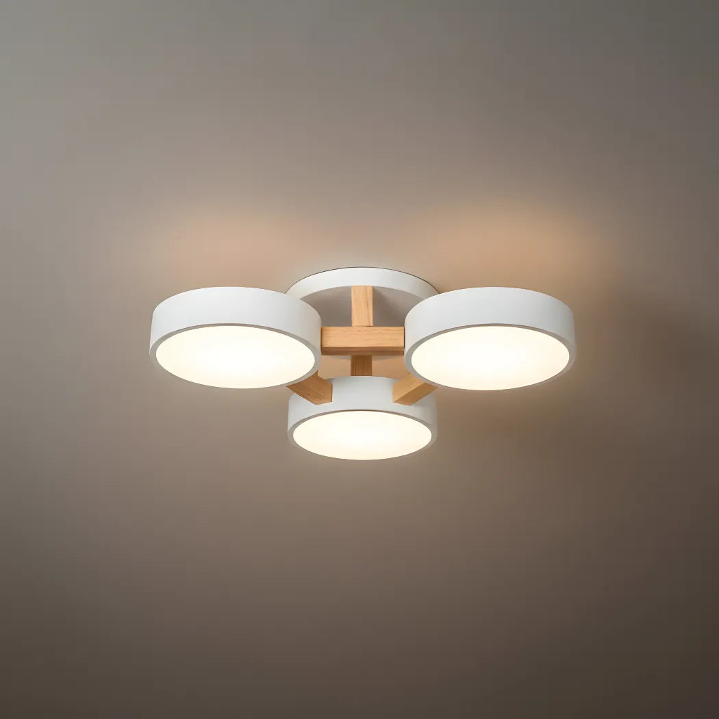 Arcato Modern Round Ceiling Light – 3-Color Fixture with Three Heads Bedroom