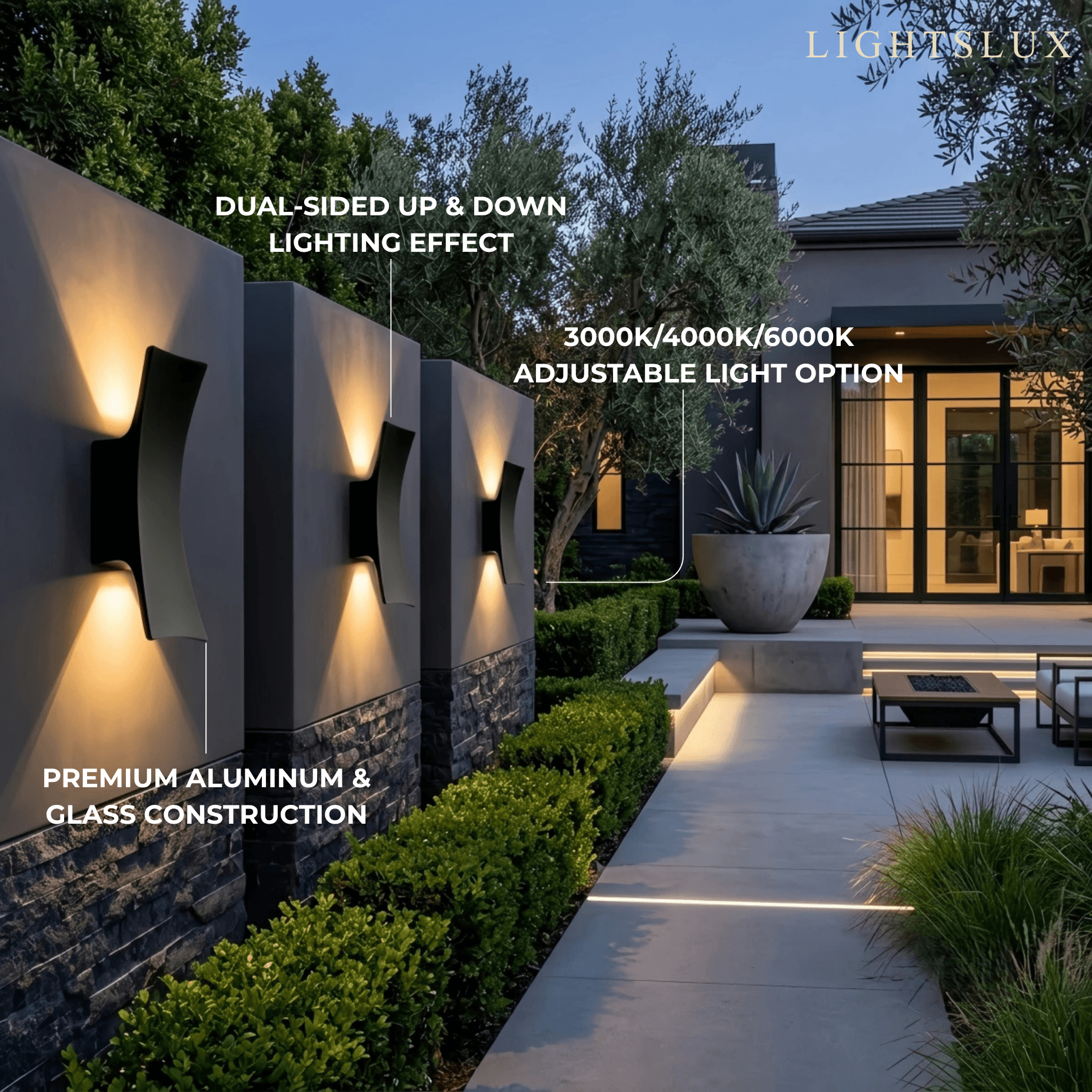 Arcato Wall Lamp--Aluminum Glass for Outdoor Courtyard