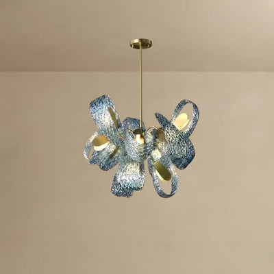 Art Deco Peacock Chandelier – Blue Feather Art Glass Contemporary for Dining Room Bedroom