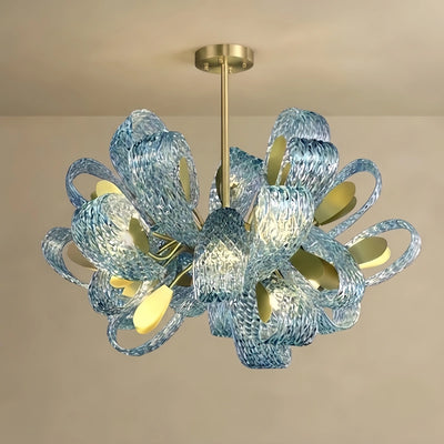 Art Deco Peacock Chandelier – Blue Feather Art Glass Contemporary for Dining Room Bedroom