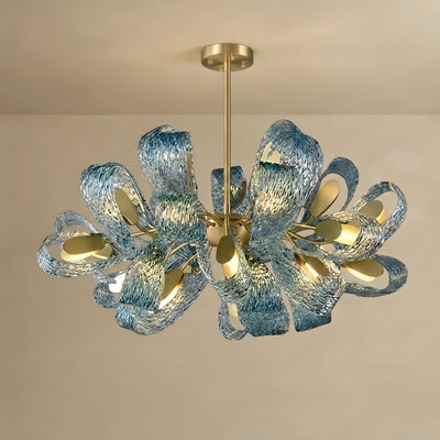 Art Deco Peacock Chandelier – Blue Feather Art Glass Contemporary for Dining Room Bedroom