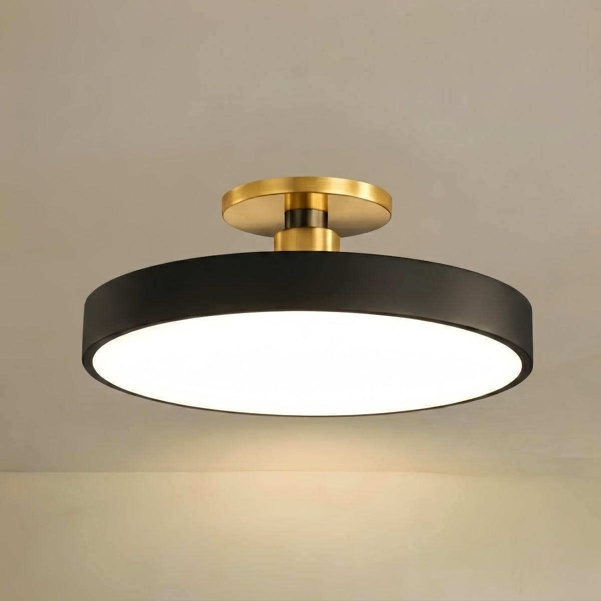 Modern Flush Mount Ceiling Light – Black and Gold LED Lamp for Living Room