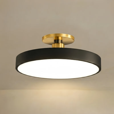 Modern Flush Mount Ceiling Light – Black and Gold LED Lamp for Living Room