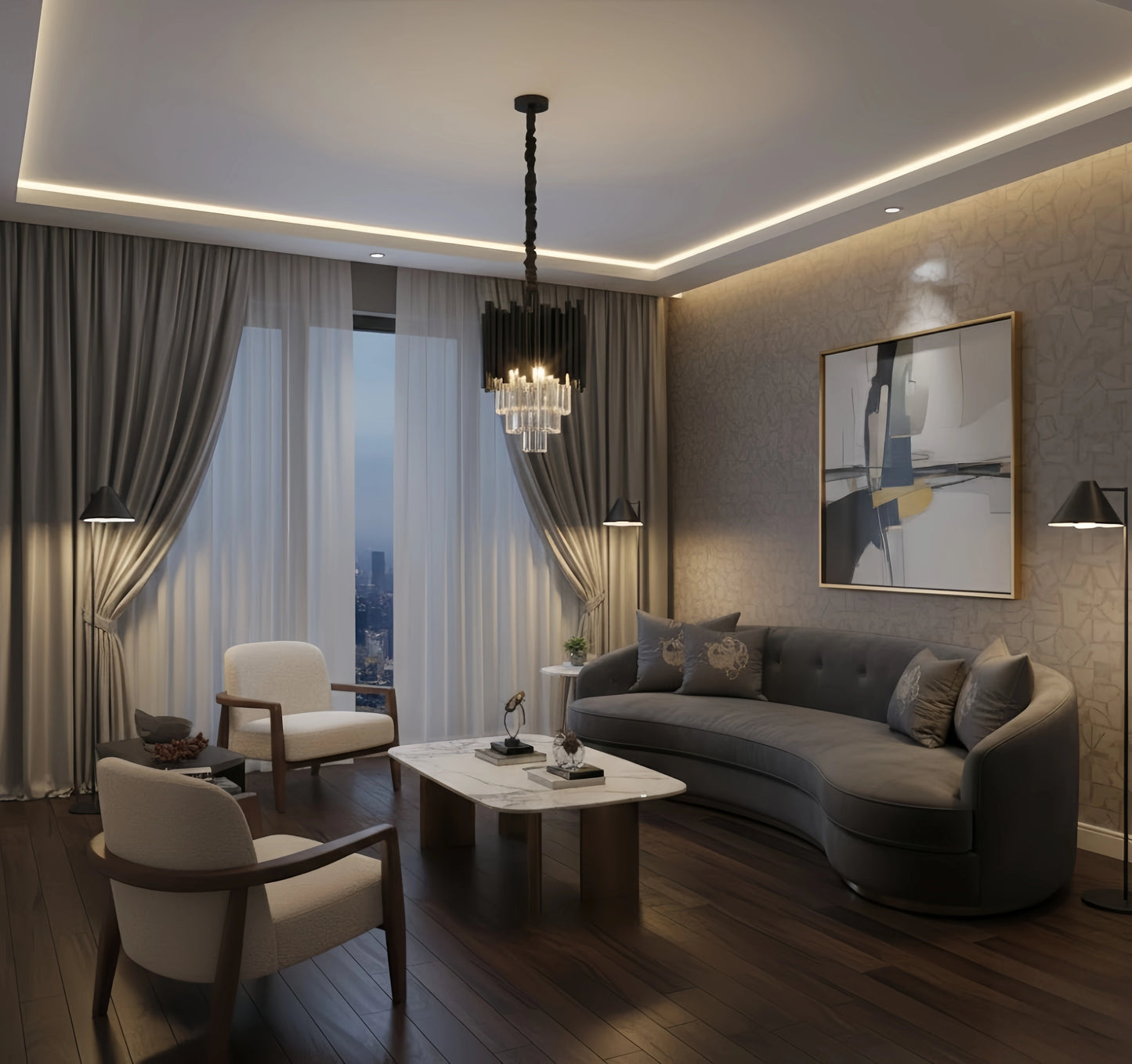 Modern Obsidian Mini Pendant Light with Crystal Detail