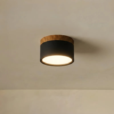 Morandia Nordic LED Ceiling Light Cylinder - Metal/Wood for Hallway