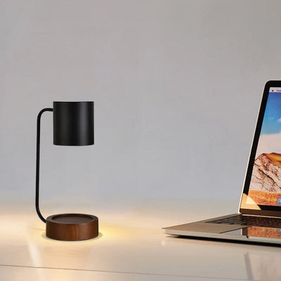 Table Lamp - Black/ White Metal & Wood Design for Study Room, Desk