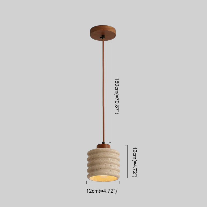 Pendant Light - Travertine & Wood Ceiling Lamp for Kitchen Island