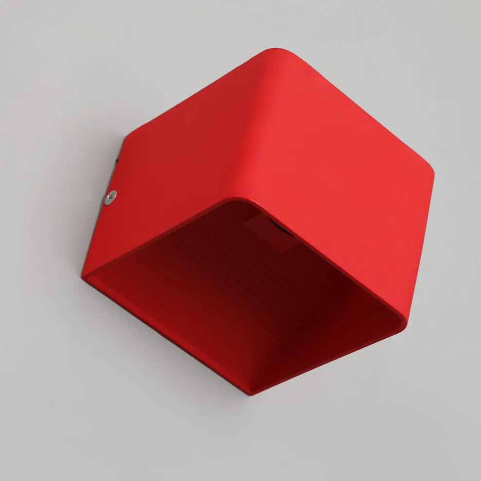 Red Wall Lamp Metal Square Bedroom