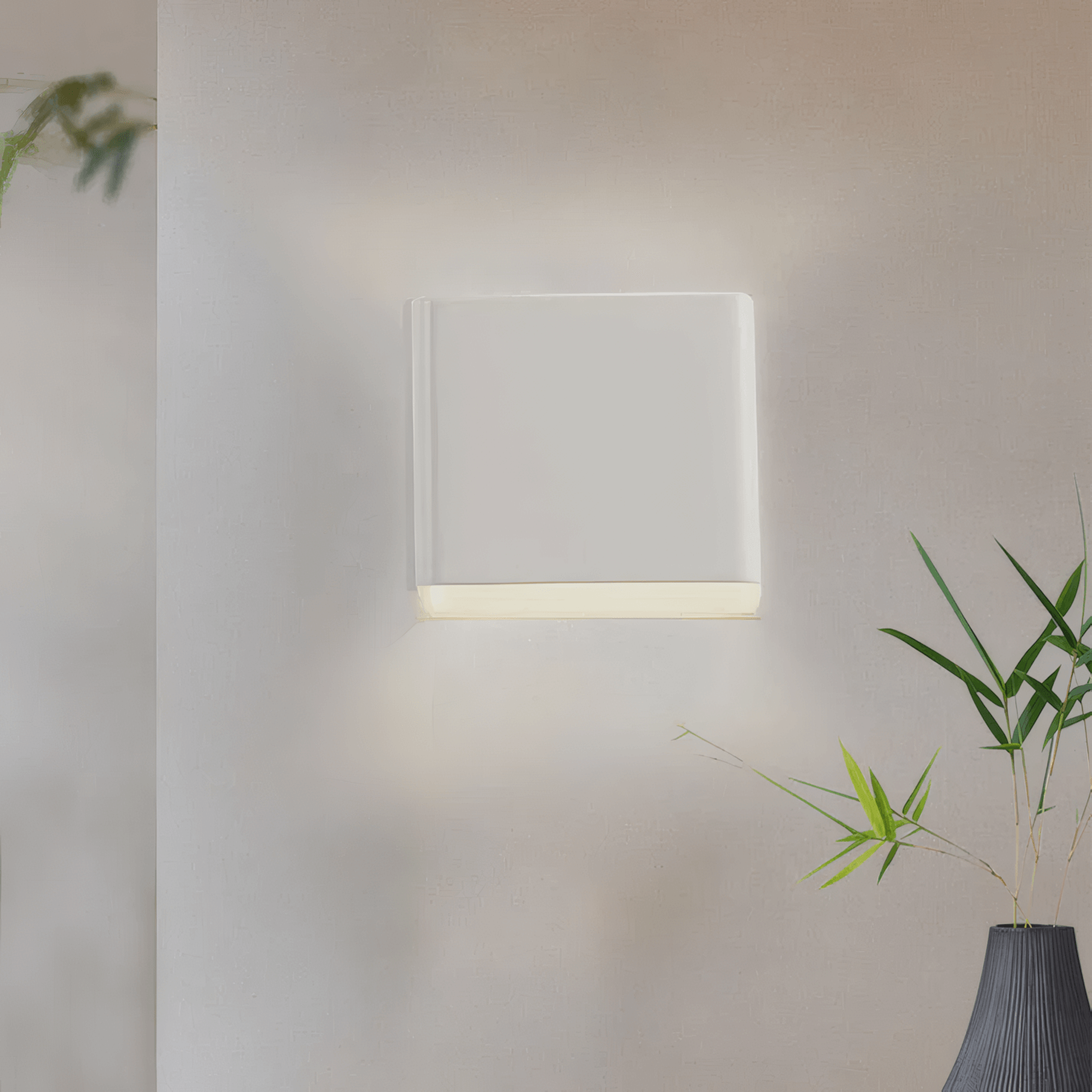 White Wall Lamp Metal Square Bedroom