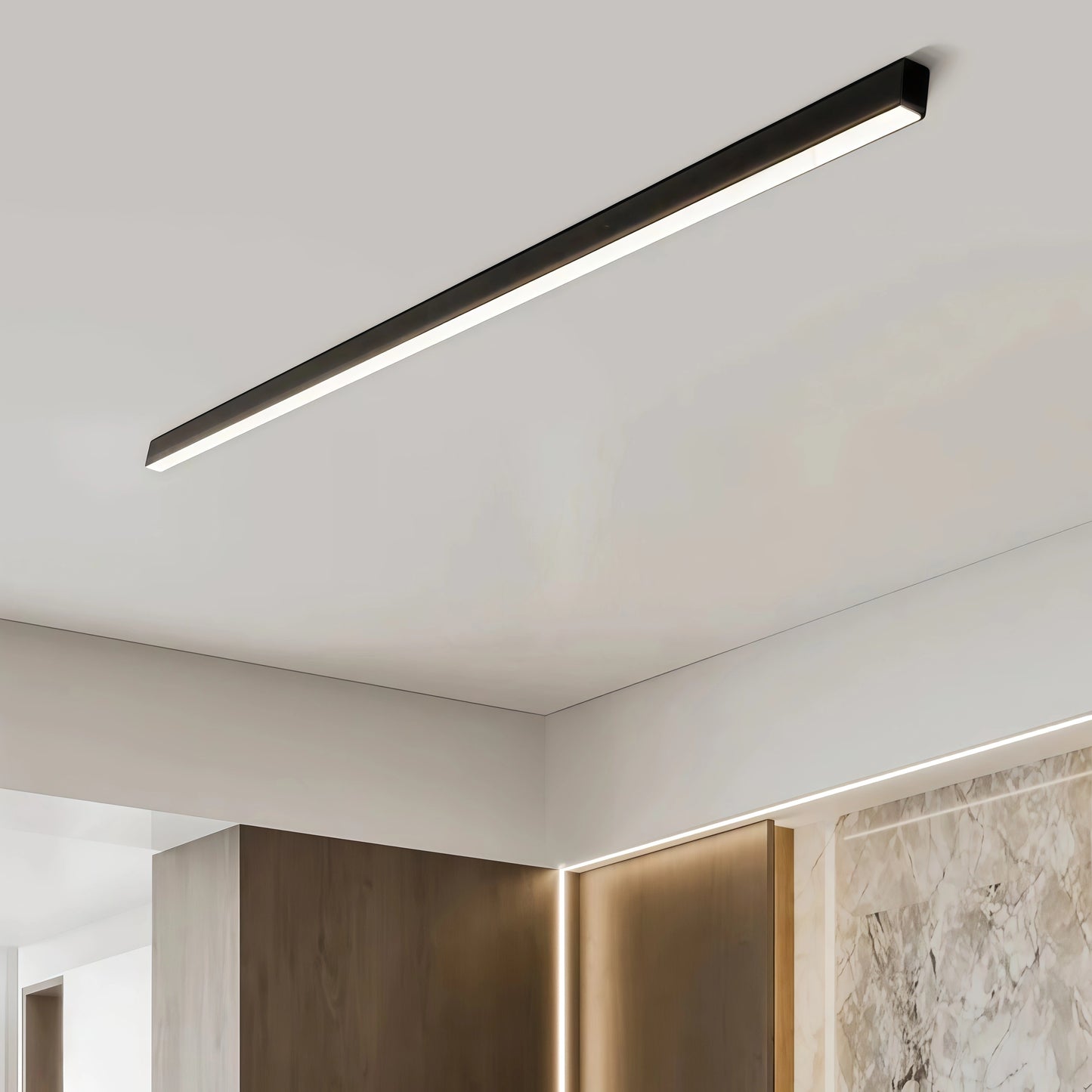Arcato Minimalist Linear LED Ceiling Light – Black Dimmable for Living Room
