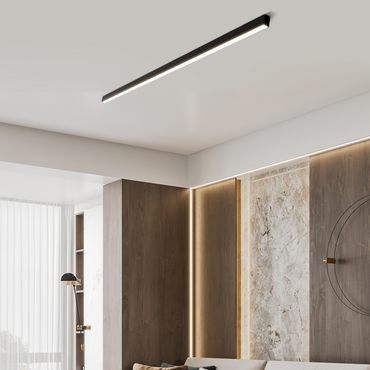 Minimalist Linear Black LED Ceiling Light for Living Room