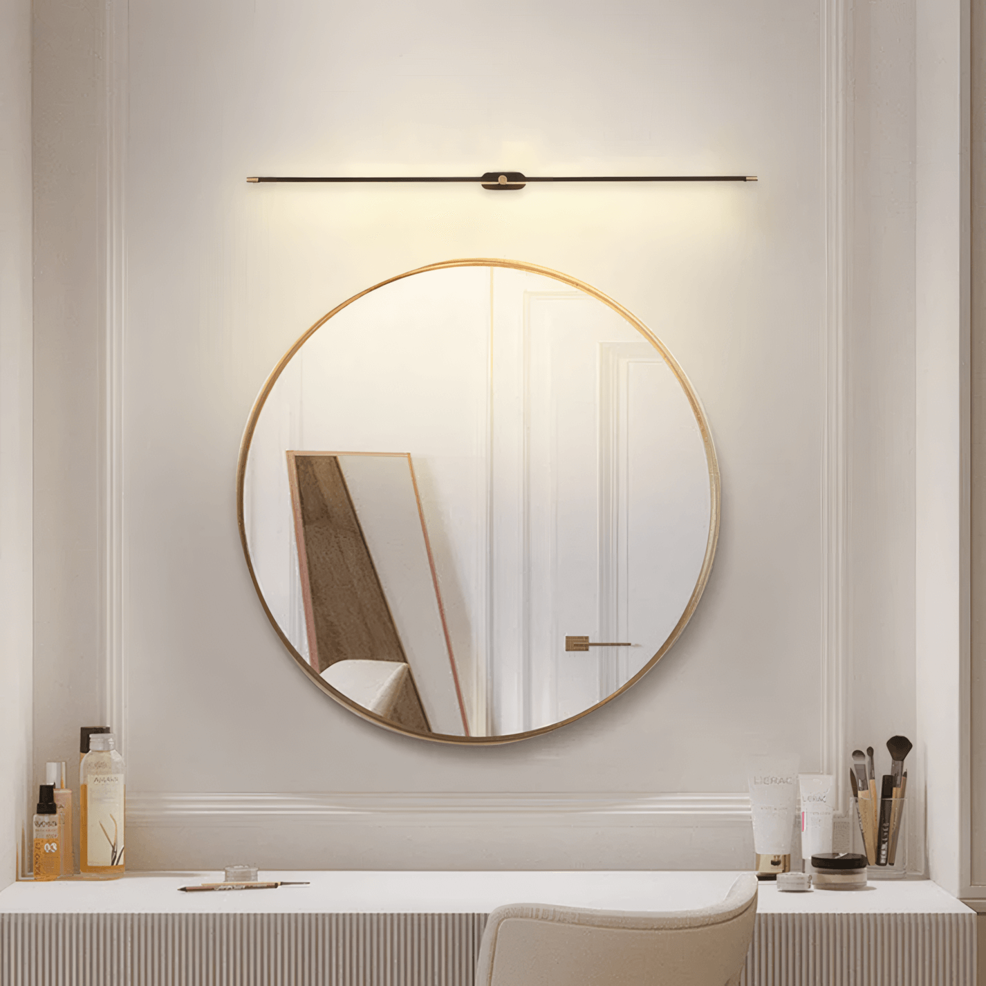 Minimalist Linear Black Wall Lamp for Vanity
