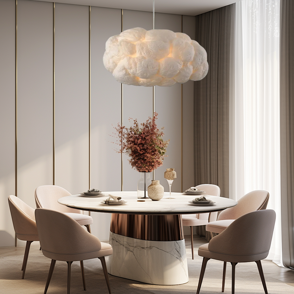 Art Deco White Cloud Fluffy Pendant Light for Dining Room