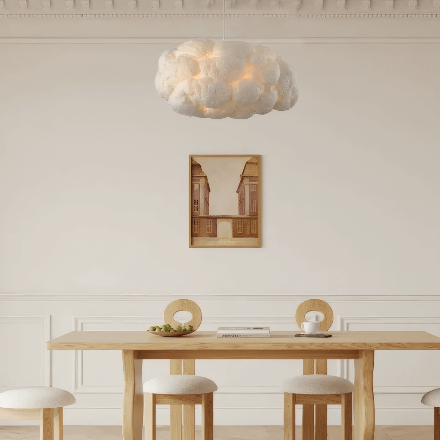 Art Deco White Cloud Fluffy Pendant Light for Dining Room
