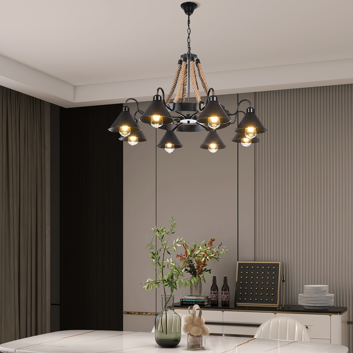 Industrial Ring Chandelier 9 Heads