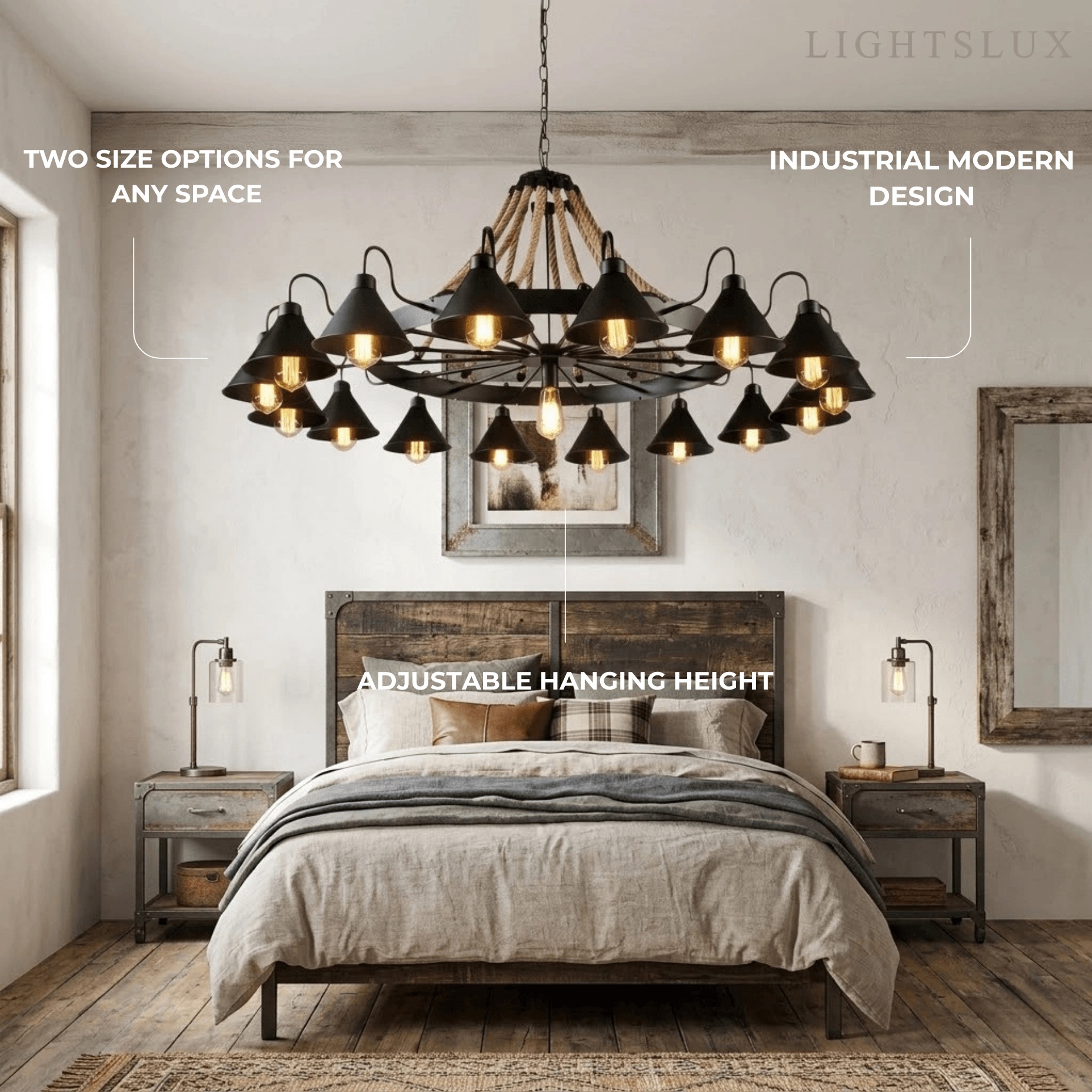 Industrial Ring Chandelier - Black Metal