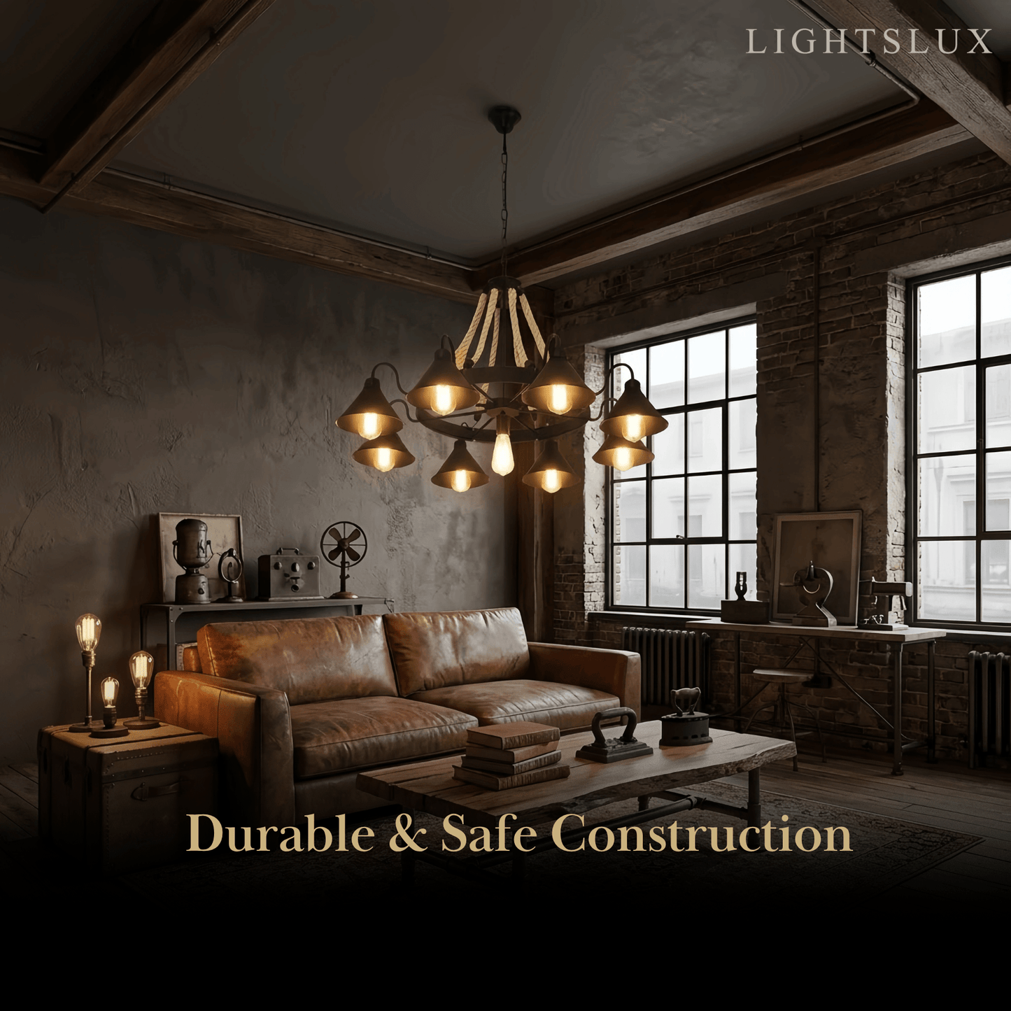 Industrial Ring Chandelier - Black Metal