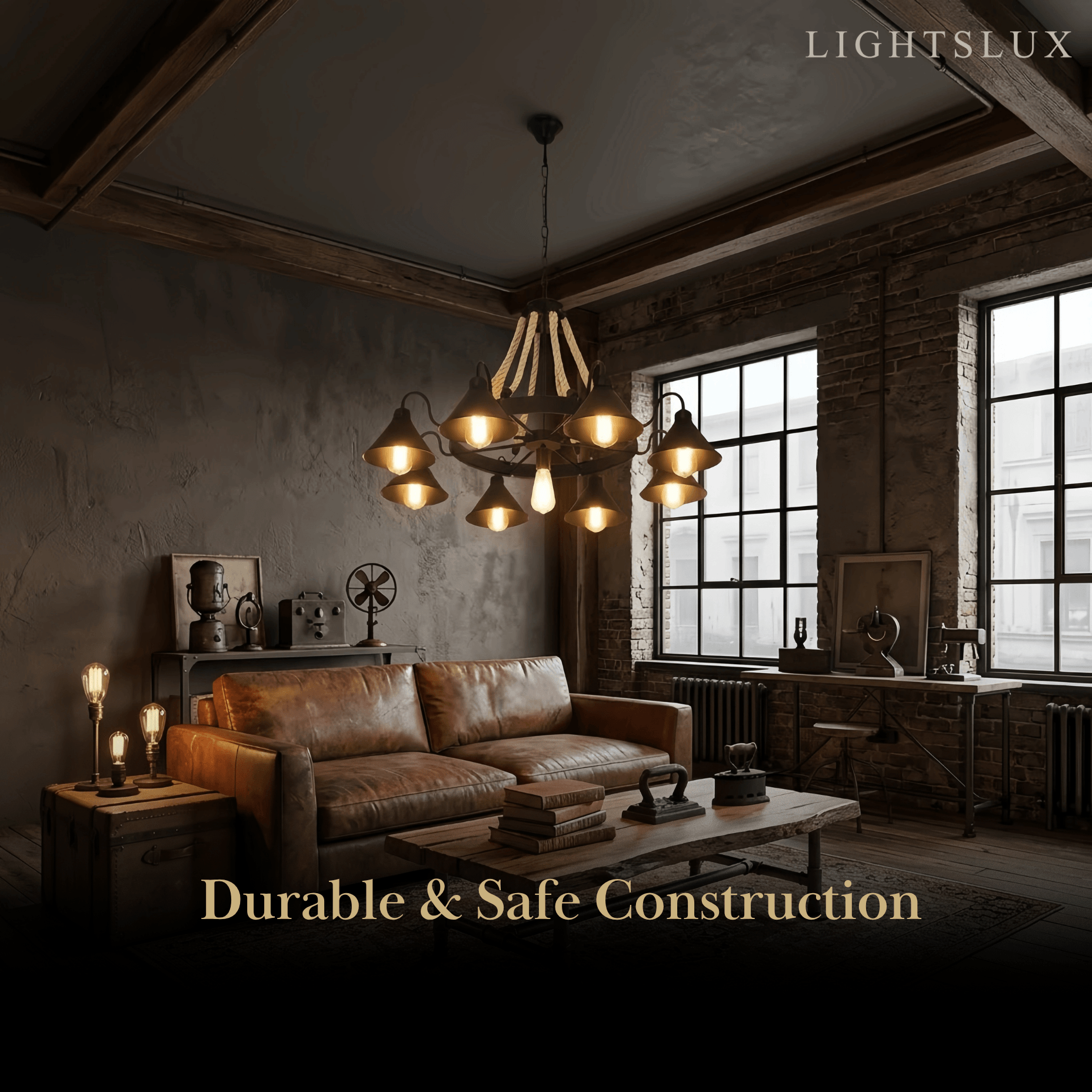 Industrial Ring Chandelier - Black Metal